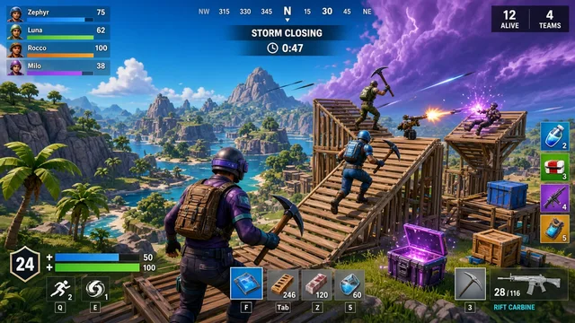 Fortnite Auto Finish securing a low-HP elimination